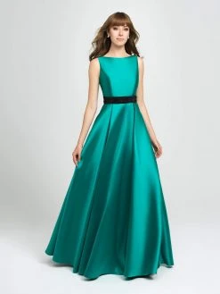 Madison James - 19-145 Embellished Bateau Mikado Pleated A-line Dress 11 Madison James - 19-145 Embellished Bateau Mikado Pleated A-line Dress