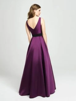 Madison James - 19-145 Embellished Bateau Mikado Pleated A-line Dress 14 Madison James - 19-145 Embellished Bateau Mikado Pleated A-line Dress