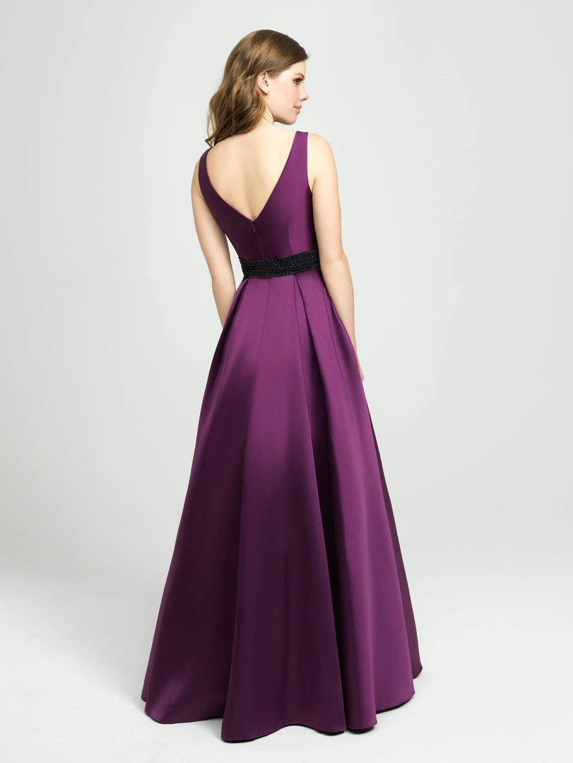 Madison James - 19-145 Embellished Bateau Mikado Pleated A-line Dress 8 Madison James - 19-145 Embellished Bateau Mikado Pleated A-line Dress