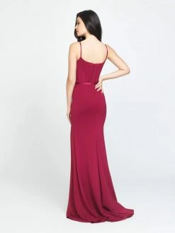 Madison James - 19-147 Boning Fitted Gown With Slit Formal Gowns