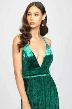 Madison James - 19-156 Plunging V-Neck A-Line Dress