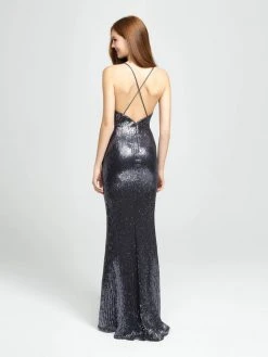 Madison James - 19-158 Plunging V-Neck Sheath Evening Gown