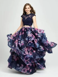 Formal Gowns Madison James - 19-160 Two Piece Lace Floral Ruffled A-line Dress 9 Formal Gowns Madison James - 19-160 Two Piece Lace Floral Ruffled A-line Dress