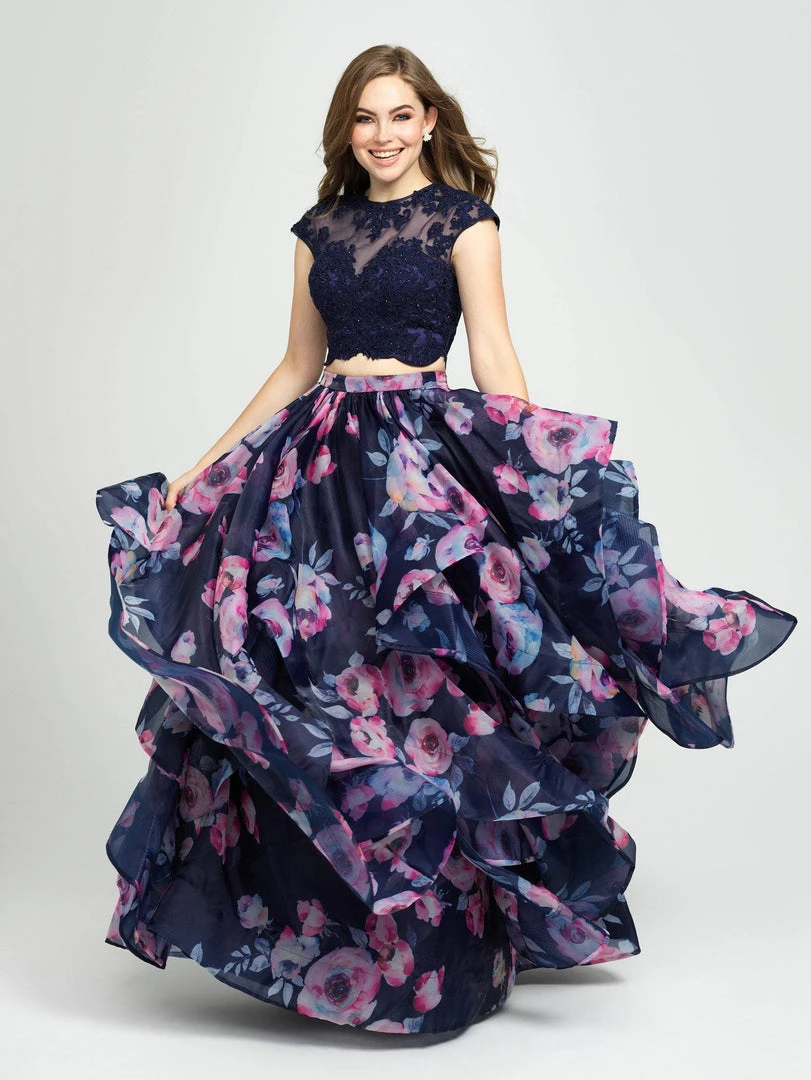 Formal Gowns Madison James - 19-160 Two Piece Lace Floral Ruffled A-line Dress 6 Formal Gowns Madison James - 19-160 Two Piece Lace Floral Ruffled A-line Dress