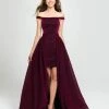 Madison James - 19-163 Shimmer Knit Off-Shoulder Dress With Overskirt