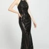 Madison James - 19-173 Sequined Halter Trumpet Dress Formal Gowns 1 Madison James - 19-173 Sequined Halter Trumpet Dress Formal Gowns
