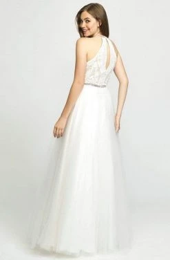Madison James - 19-174 Sequined Halter Tulle A-line Dress Formal Gowns 10 Madison James - 19-174 Sequined Halter Tulle A-line Dress Formal Gowns