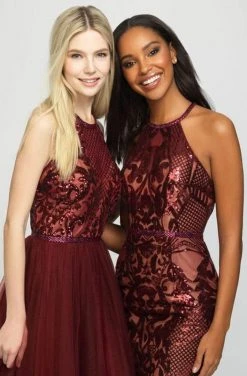 Madison James - 19-174 Sequined Halter Tulle A-line Dress Formal Gowns 13 Madison James - 19-174 Sequined Halter Tulle A-line Dress Formal Gowns