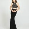 Madison James - 19-180 Two Piece Beaded Halter Jersey Trumpet Dress Formal Gowns 1 Madison James - 19-180 Two Piece Beaded Halter Jersey Trumpet Dress Formal Gowns