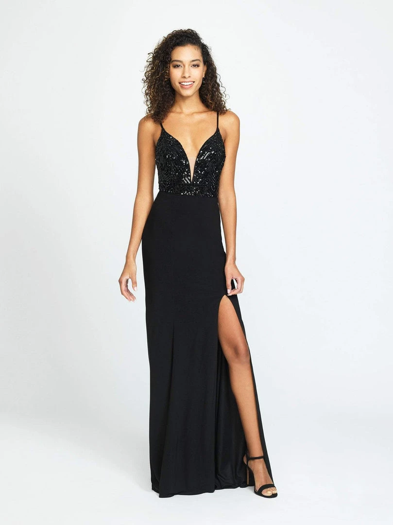 Madison James - 19-183 Beaded Deep V-neck Jersey Trumpet Dress 3 Madison James - 19-183 Beaded Deep V-neck Jersey Trumpet Dress