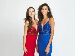 Madison James - 19-183 Beaded Deep V-neck Jersey Trumpet Dress 11 Madison James - 19-183 Beaded Deep V-neck Jersey Trumpet Dress