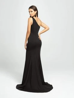 Madison James - 19-205 One Shoulder Stretch Satin Trumpet Dress Formal Gowns