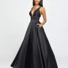 Madison James - 19-206 Beaded Deep V-neck Jersey A-line Dress Formal Gowns 1 Madison James - 19-206 Beaded Deep V-neck Jersey A-line Dress Formal Gowns