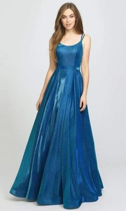 Madison James - 19-209 Scoop Neck Glitter Knit A-line Dress Formal Gowns