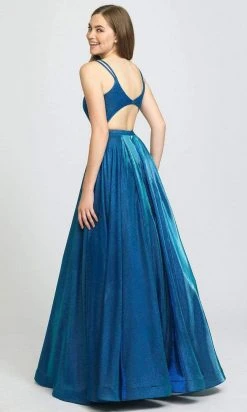 Madison James - 19-209 Scoop Neck Glitter Knit A-line Dress Formal Gowns