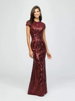 Formal Gowns Madison James - 19-253M Sequined Jewel Neck Trumpet Dress