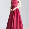 Madison James - 20-305 Bateau Open Back Pleated Ballgown Formal Gowns 2 Madison James - 20-305 Bateau Open Back Pleated Ballgown Formal Gowns
