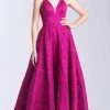 Madison James - 20-316 Floral Jacquard Plunging V-Neck Gown Formal Gowns 2 Madison James - 20-316 Floral Jacquard Plunging V-Neck Gown Formal Gowns
