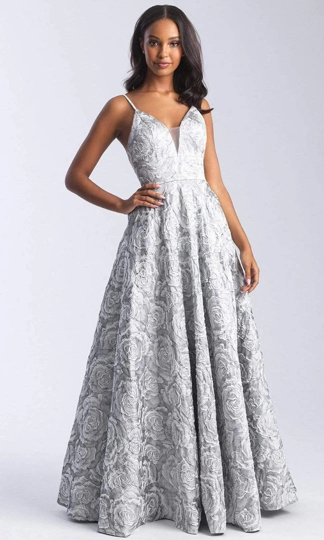 Madison James - 20-316 Floral Jacquard Plunging V-Neck Gown Formal Gowns 5 Madison James - 20-316 Floral Jacquard Plunging V-Neck Gown Formal Gowns