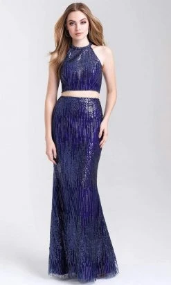 Madison James - 20-320 Two Piece Sequined Halter Sheath Dress Formal Gowns