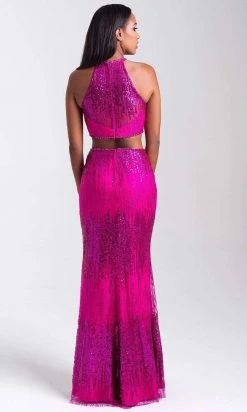 Madison James - 20-320 Two Piece Sequined Halter Sheath Dress Formal Gowns