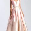 Madison James - 20-333 Deep V-neck Metallic Mikado Ballgown 1 Madison James - 20-333 Deep V-neck Metallic Mikado Ballgown