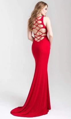 Formal Gowns Madison James - 20-339 Glitter Jersey Halter Sheath Dress