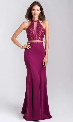 Formal Gowns Madison James - 20-348 Two Piece Sequined Halter Trumpet Dress 8 Formal Gowns Madison James - 20-348 Two Piece Sequined Halter Trumpet Dress