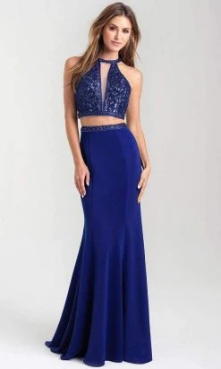 Formal Gowns Madison James - 20-348 Two Piece Sequined Halter Trumpet Dress 9 Formal Gowns Madison James - 20-348 Two Piece Sequined Halter Trumpet Dress