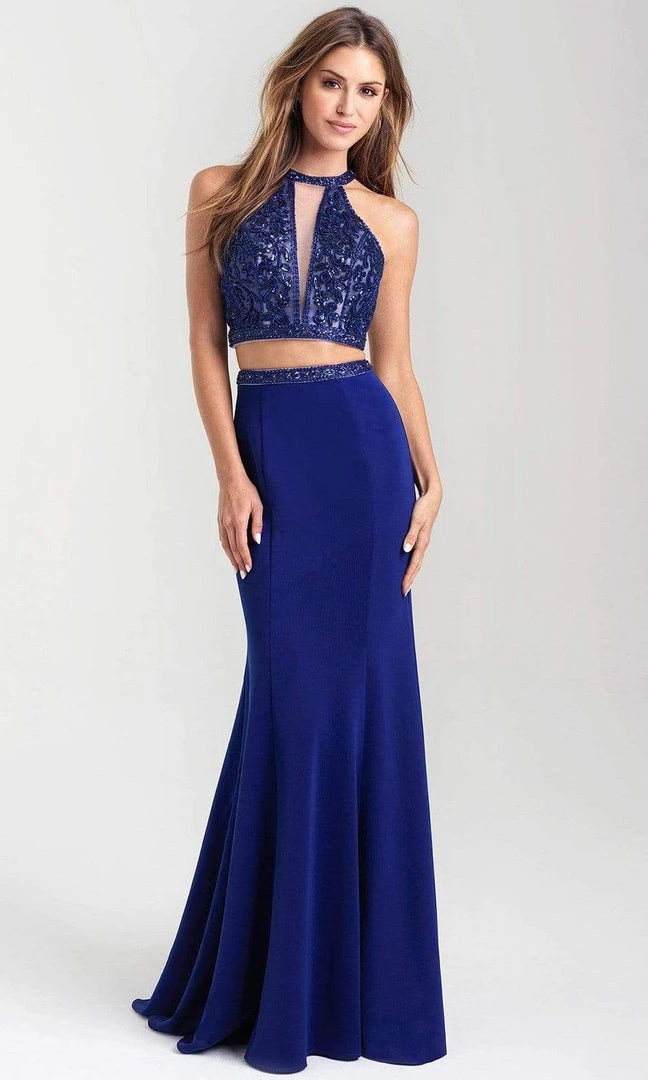 Formal Gowns Madison James - 20-348 Two Piece Sequined Halter Trumpet Dress 6 Formal Gowns Madison James - 20-348 Two Piece Sequined Halter Trumpet Dress