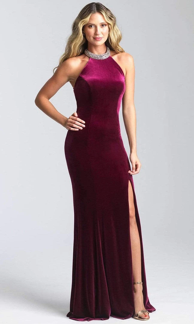 Formal Gowns Madison James - 20-350 Jeweled Collar Halter Velvet Gown 5 Formal Gowns Madison James - 20-350 Jeweled Collar Halter Velvet Gown