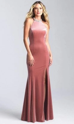 Formal Gowns Madison James - 20-350 Jeweled Collar Halter Velvet Gown 12 Formal Gowns Madison James - 20-350 Jeweled Collar Halter Velvet Gown