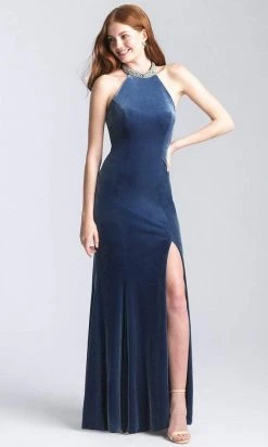 Formal Gowns Madison James - 20-350 Jeweled Collar Halter Velvet Gown 13 Formal Gowns Madison James - 20-350 Jeweled Collar Halter Velvet Gown