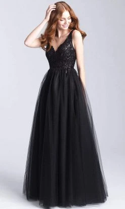 Madison James - 20-354 Sequined V-neck Tulle A-line Gown