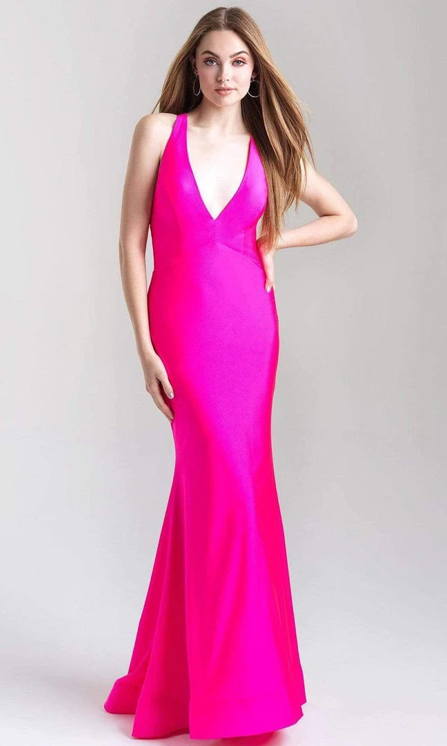 Madison James - 20-358 Crisscross Strappy Back Fitted Jersey Gown 8 Madison James - 20-358 Crisscross Strappy Back Fitted Jersey Gown