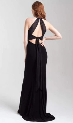 Madison James - 20-371 Halter Chiffon Tied Back High Slit Gown