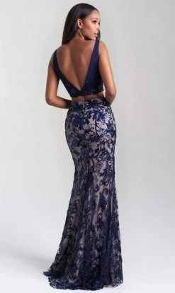 Madison James - 20-380 Two Piece Embroidered V-neck Sheath Dress Formal Gowns 8 Madison James - 20-380 Two Piece Embroidered V-neck Sheath Dress Formal Gowns