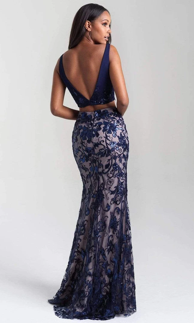 Madison James - 20-380 Two Piece Embroidered V-neck Sheath Dress Formal Gowns 5 Madison James - 20-380 Two Piece Embroidered V-neck Sheath Dress Formal Gowns