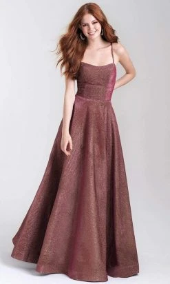 Madison James - 20-381 Shimmer Knit Scoop A-line Dress Formal Gowns