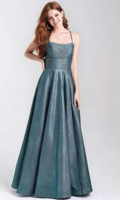 Madison James - 20-381 Shimmer Knit Scoop A-line Dress Formal Gowns