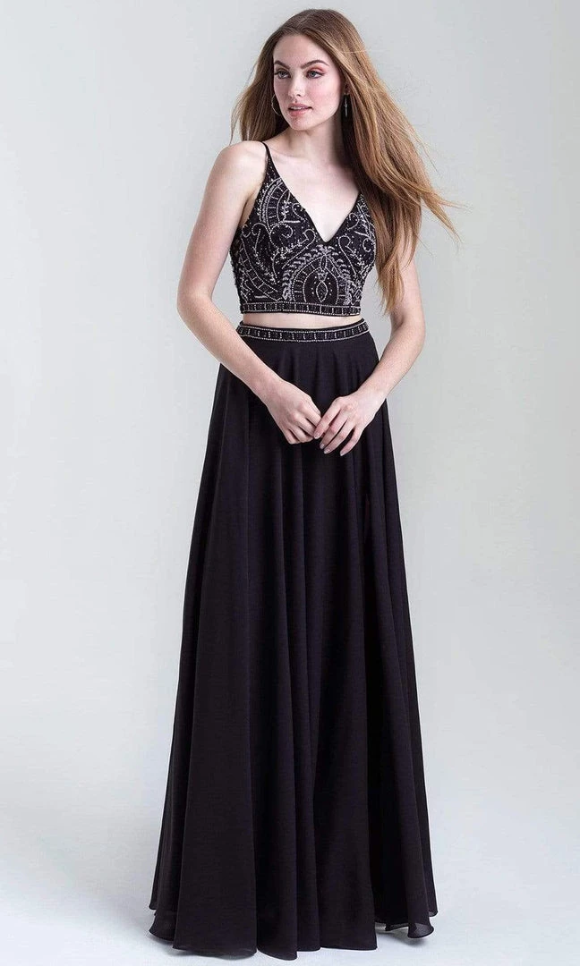 Madison James - 20-389 Beaded V-Neck High Slit Long Gown 5 Madison James - 20-389 Beaded V-Neck High Slit Long Gown