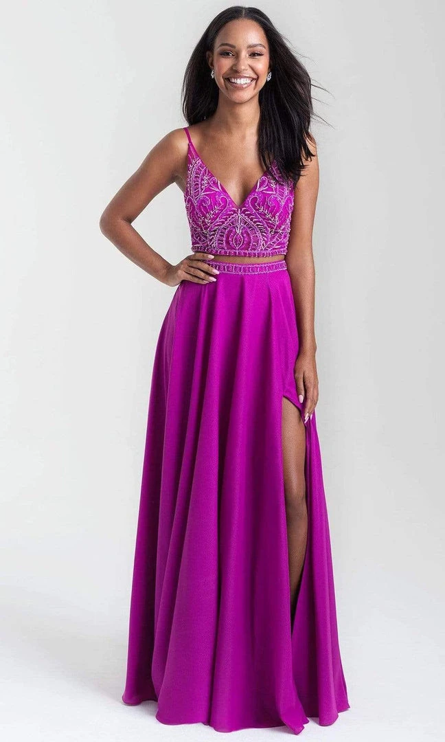 Madison James - 20-389 Beaded V-Neck High Slit Long Gown 7 Madison James - 20-389 Beaded V-Neck High Slit Long Gown
