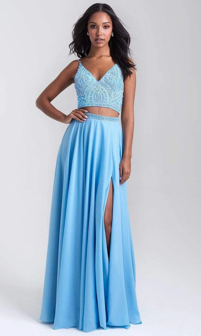 Madison James - 20-389 Beaded V-Neck High Slit Long Gown 3 Madison James - 20-389 Beaded V-Neck High Slit Long Gown