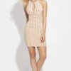 Madison James - Beaded Halter Sheath Cocktail Dress 17-504 - 1 Pc Nude In Size 10 Available