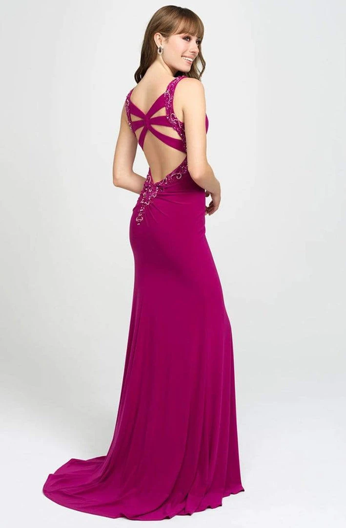 Madison James - Beaded Plunging V-Neck High Slit Gown 19-150 - 1 Pc Royal In Size 12 Available 5 Madison James - Beaded Plunging V-Neck High Slit Gown 19-150 - 1 Pc Royal In Size 12 Available
