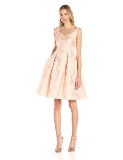 Cocktail Dresses Maggy London - G2492M Metallic Jacquard A-Line Dress
