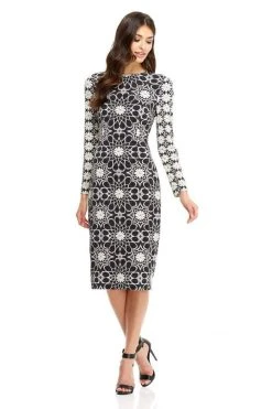 Cocktail Dresses Maggy London - G2568M Long Sleeve Multi Print Sheath Dress