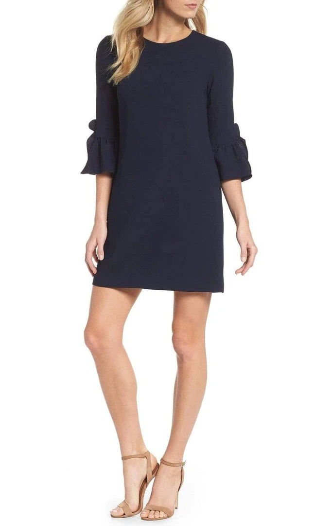 Cocktail Dresses Maggy London - G3079M Flounce Quarter Sleeve Column Mini Shift Dress 3 Cocktail Dresses Maggy London - G3079M Flounce Quarter Sleeve Column Mini Shift Dress