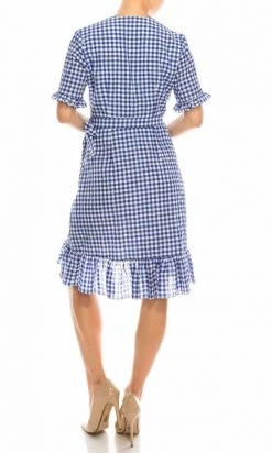 Cocktail Dresses Maggy London - G3958M Gingham Print Ruffle Trimmed Dress