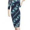 Cocktail Dresses Maggy London - G4373M Quarter Sleeve Floral Print Dress 2 Cocktail Dresses Maggy London - G4373M Quarter Sleeve Floral Print Dress